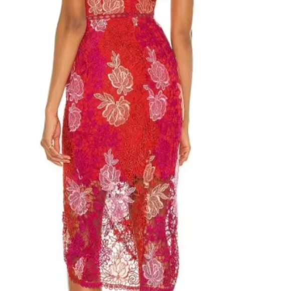 Elliatt x Revolve The Shot Tulip Dress Size M Red Asymmetrical Cutout Cocktail - Picture 2 of 4